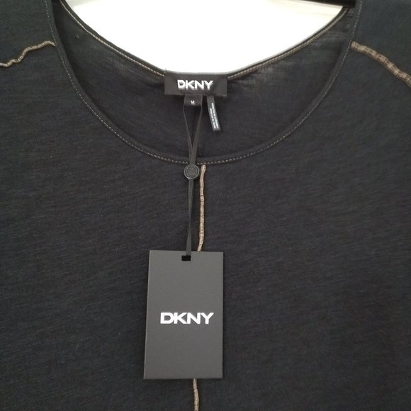 DKNY BLACK T-SHIRT MAXI DRESS WITH CONTRAST STITCH DETAIL - Picture 2 of 5